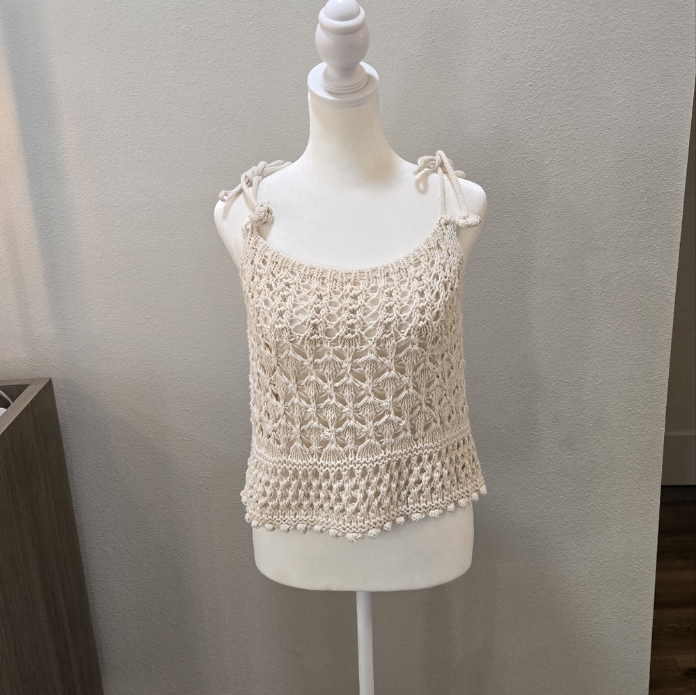 Zara Cream Crocheted Top